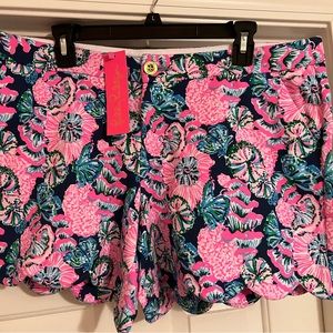 Lilly Pulitzer Oyster Bay Navy shroom with a view buttercup knit short NWT